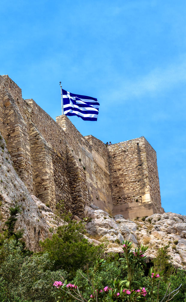 Greek Flag on the Acropolis