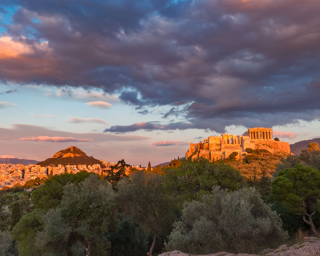Sunset glow at the Acropolis