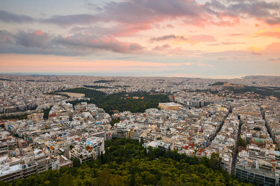 Looking out at Athens from atop Lycabettus Hill