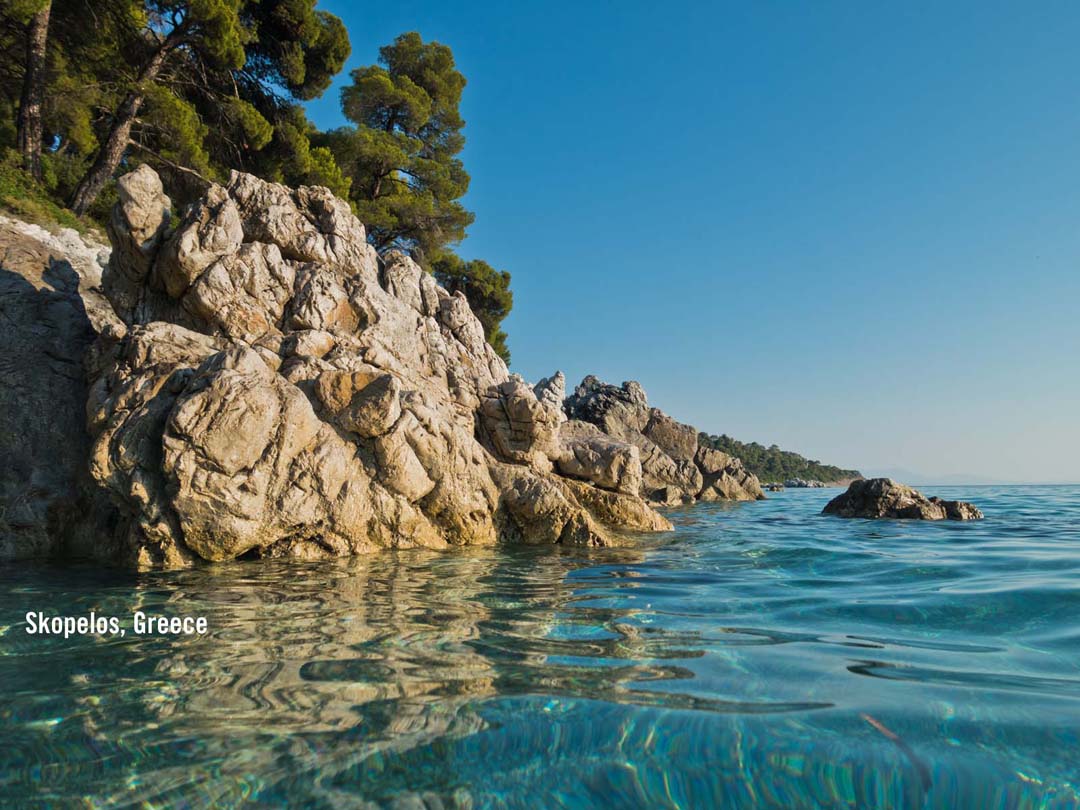 Rocky coastline of the island of Skopelos