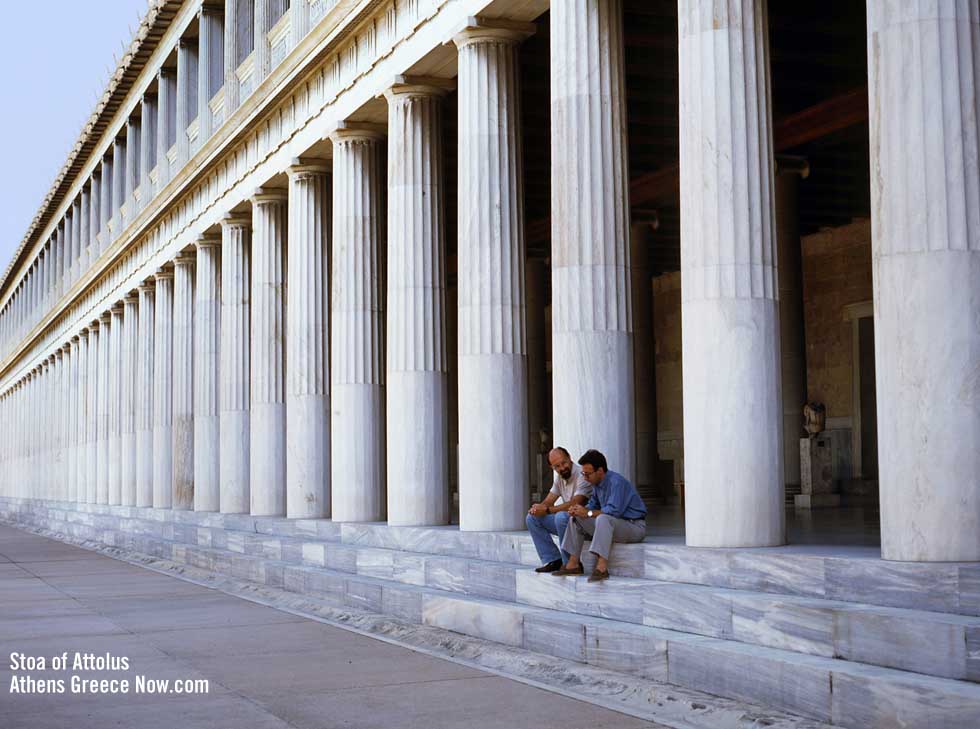 Stoa of Attalos in Athens Greece with Doric and Ionic Columns