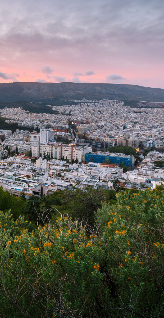 Athens Greece at dusk