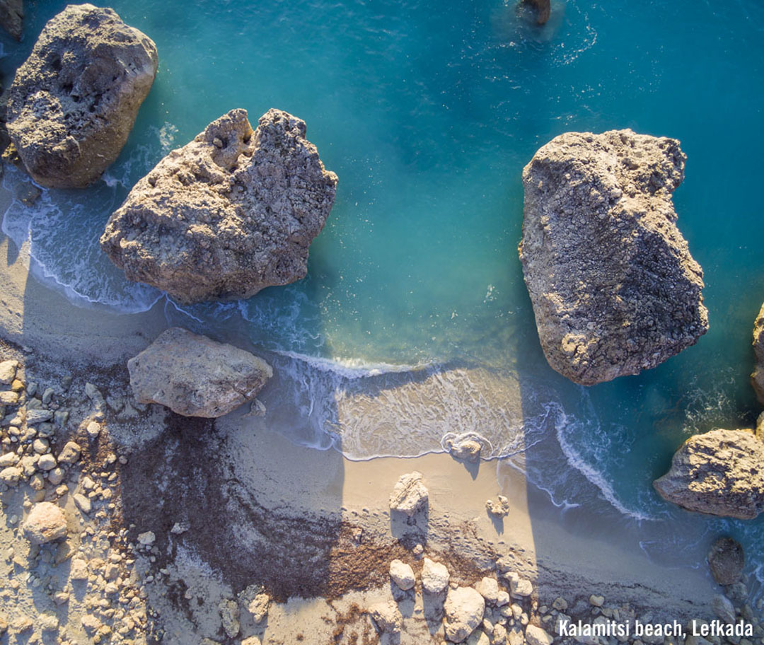 View over Kalamitsi beach, Ionian Sea, Lefkada island, Greece