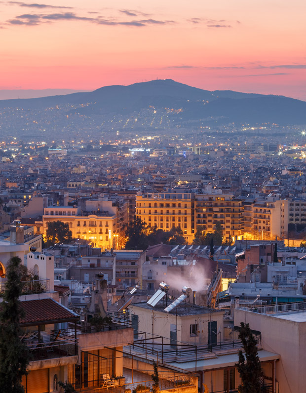 Athens Greece at Sunset