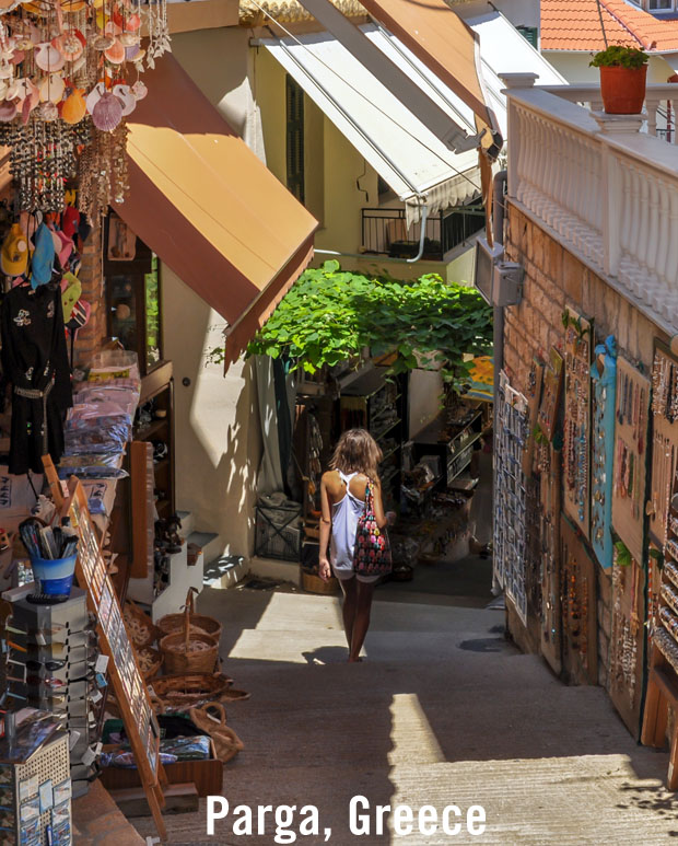 Tourist shopping district in Parga Greee