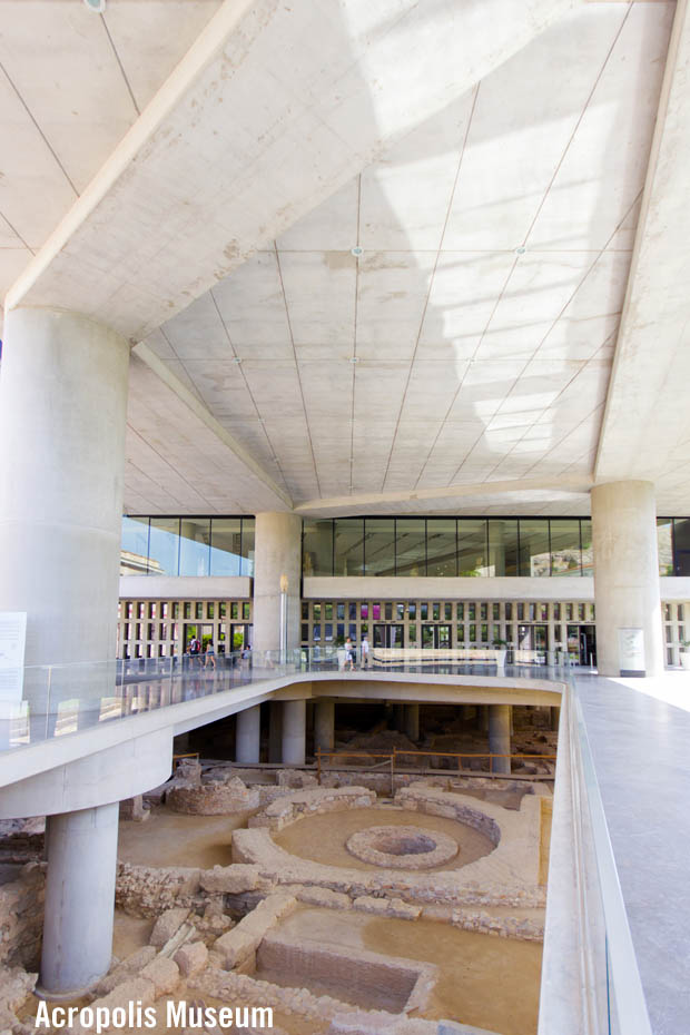 Acropolis Museum covdered area Athens Greece