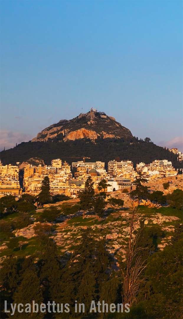 Lycabettus near sunset in Athens Greece