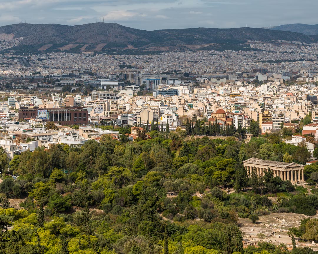 Looking down at Athens