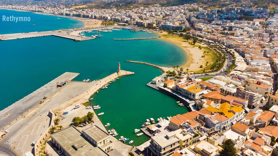 The Rethymno Harbor seen from above