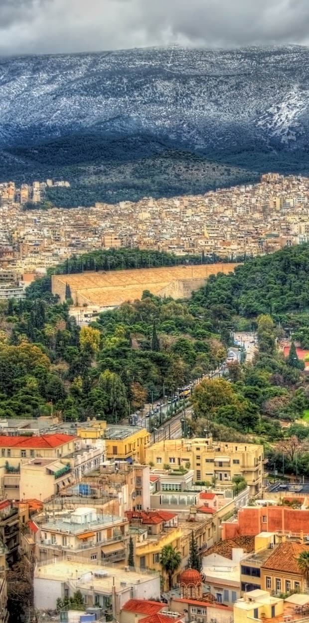 Snow on Ymittos in Athens Greece