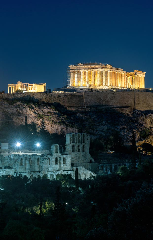 Acropolis at night and the Erechtheion Acropolis at night and the Erechtheion