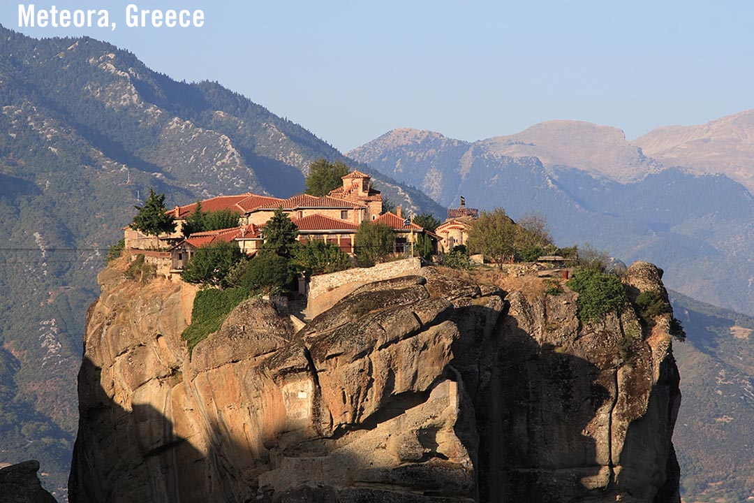 Meteaora Greece buildings sky high in the sky