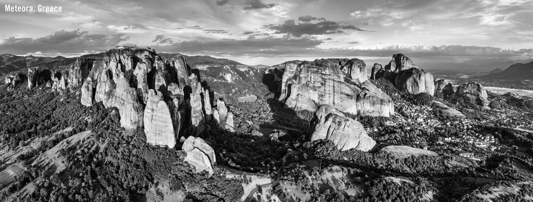 Meteora Mountains landscape from a distance