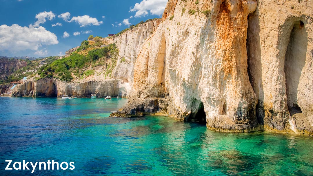 Clear coastal waters around Zakynthos