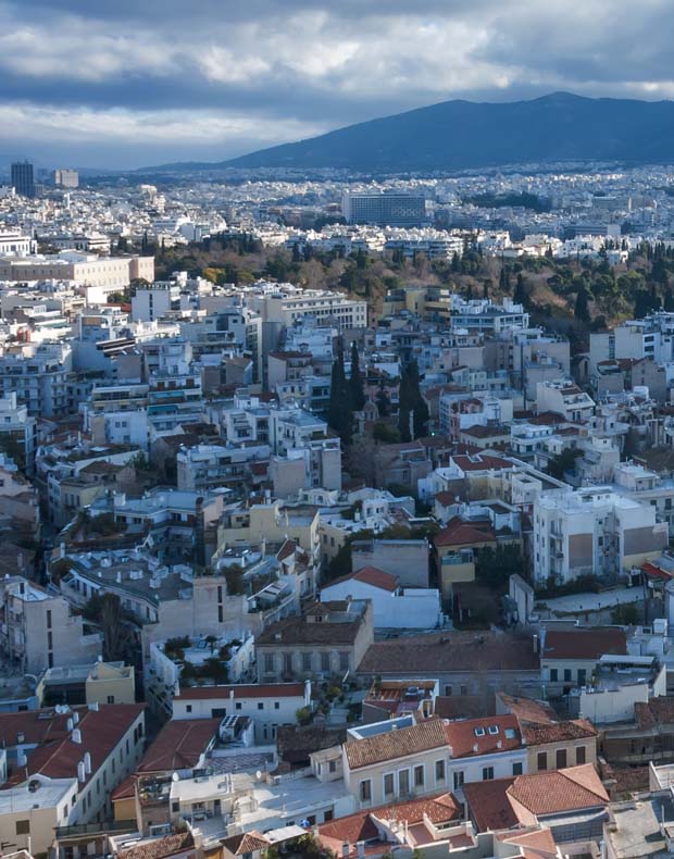 Looking down at Athens