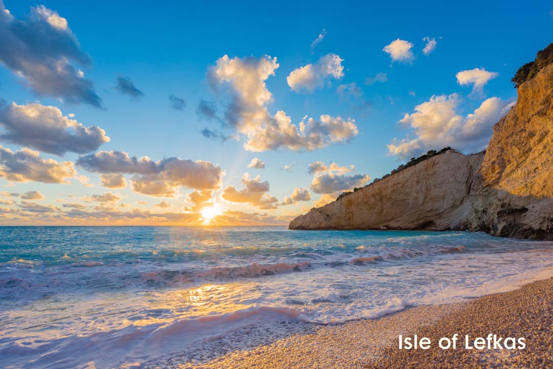 Katsii Beach on the island of Lefkas near sunset