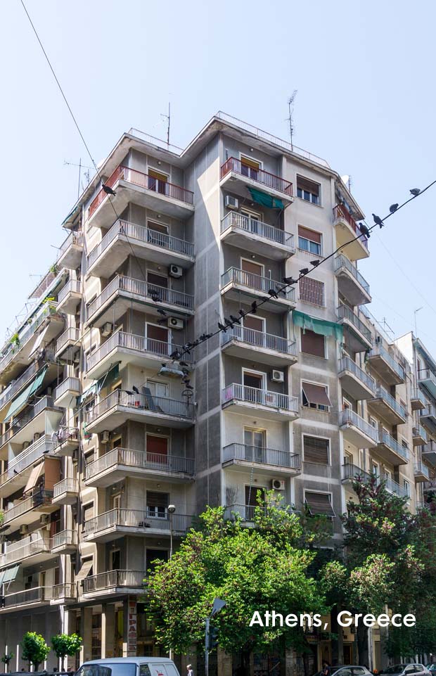 The tall apartment buildings of downtown Athens, Greece