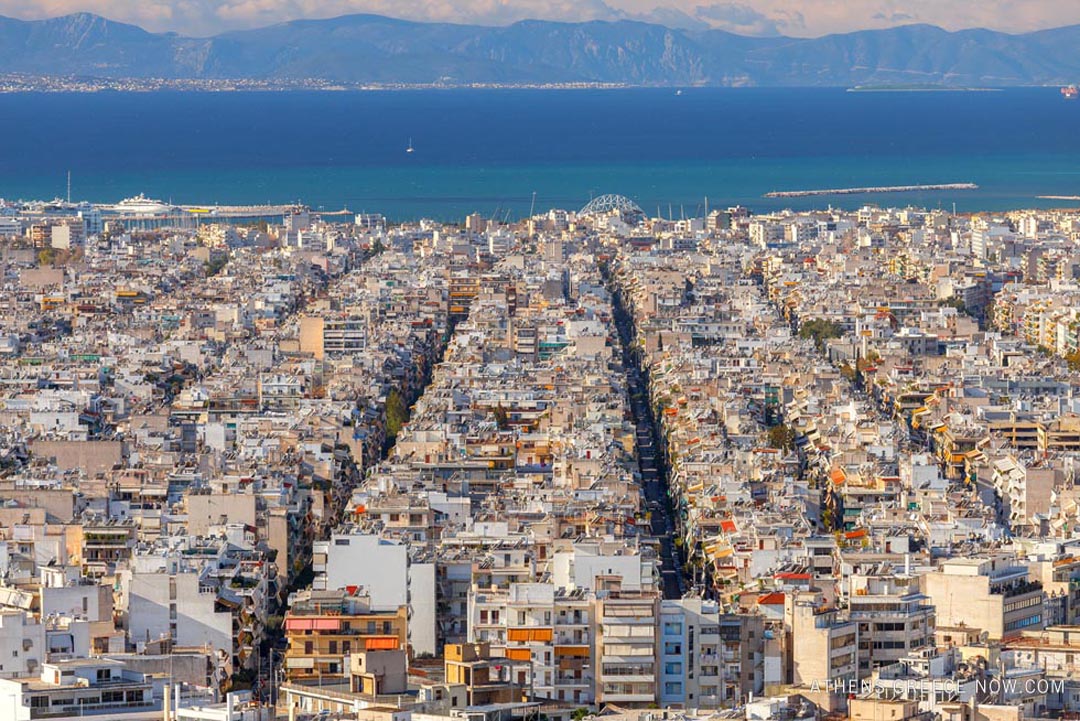 Athens Greece Now Blue sky and buildings