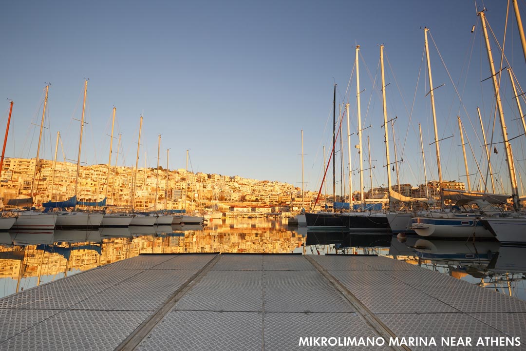 Mikrolimano Marina strong sunlight