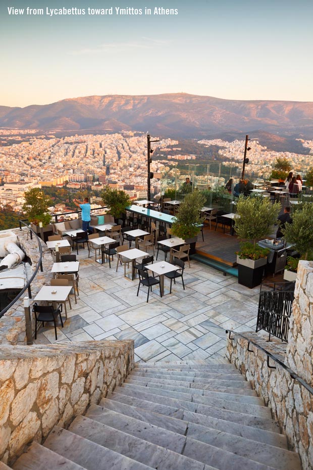 From Lycabettus a view of Ymittos in Athens
