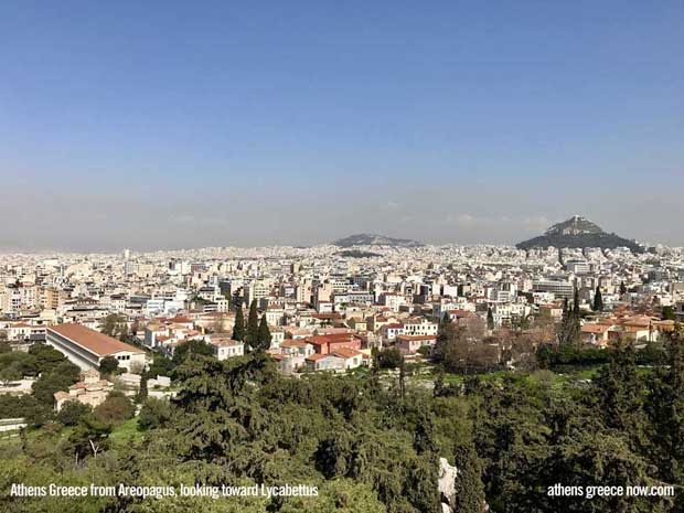 Athens Greece City - view of Lycabettus Hill from Areopagus