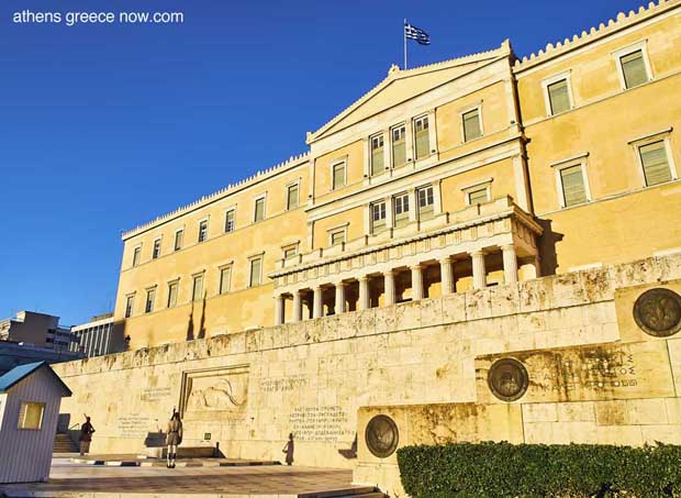 Syntagma Square bright sunlight in Athens 