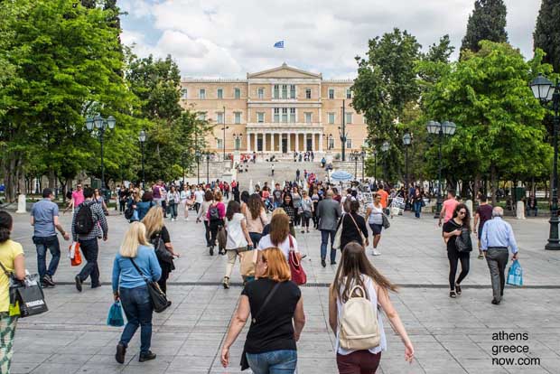 students and young people at Syntagma Square