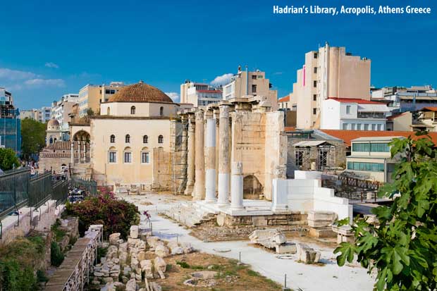 Hadrians Library at the Acropolis in Athens Greece