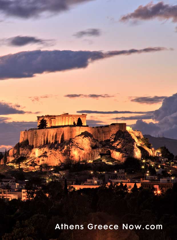 Athens Night Sky Acropolis