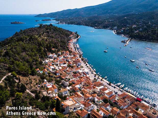 Poros Island - Greece - from the sky over harbor