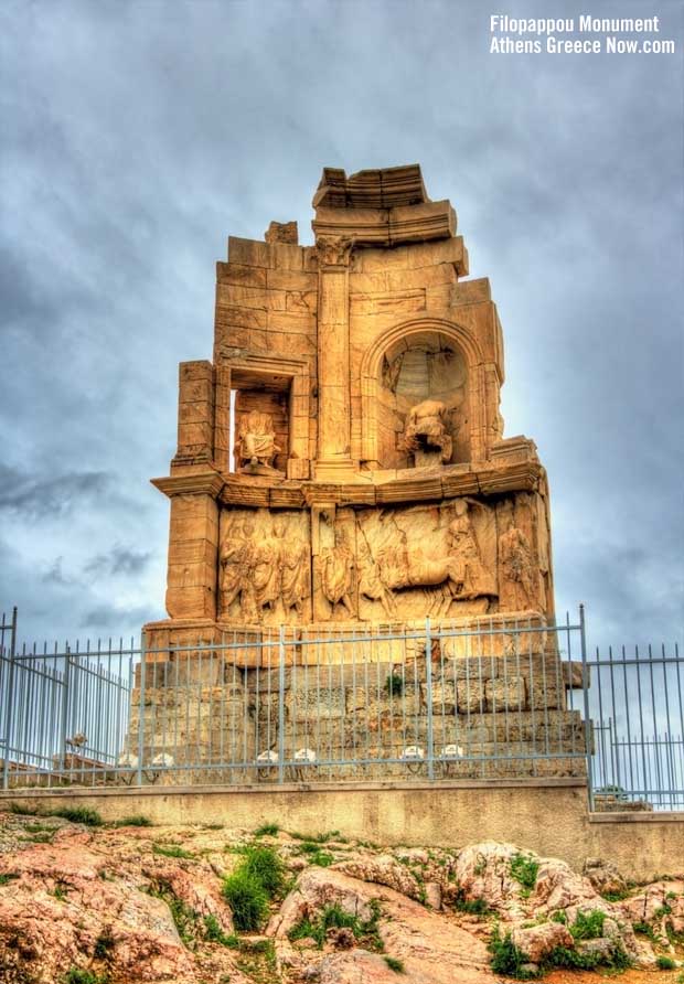 Monument to Philopappas also called Filopappos or Filopappou and Antiochus IV Epiphanes