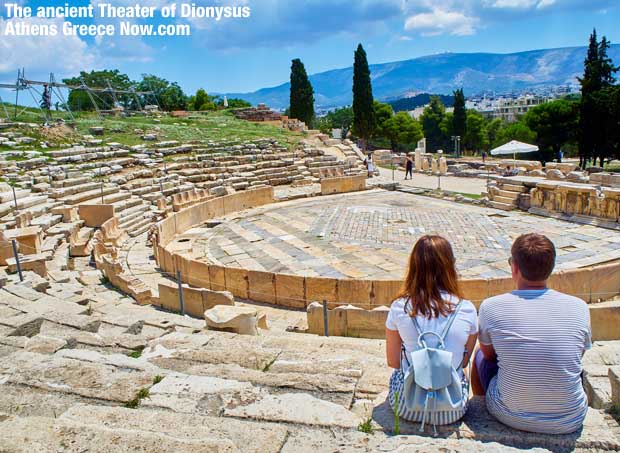 Ancient Greek Theater of Dionysus below the Acropolis in Athens Greece