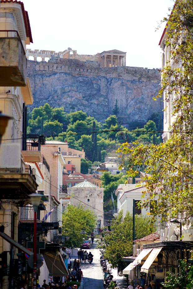 View of the Acropolis and Parthenon from Athens Street