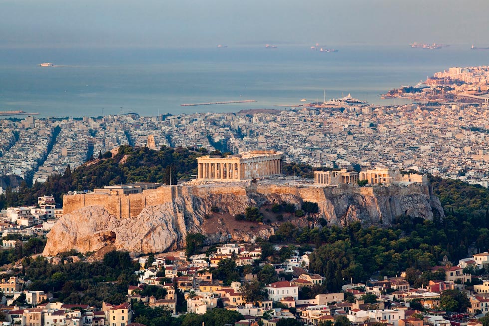 Acropolis in Greece with pireaus in background