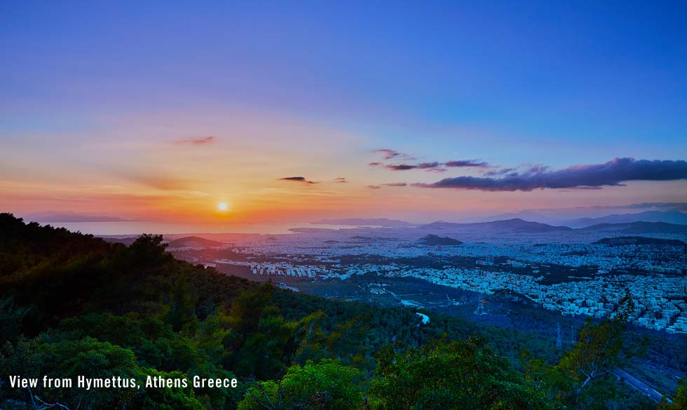 View from Hymettus Mountain overlooking Athens Greece