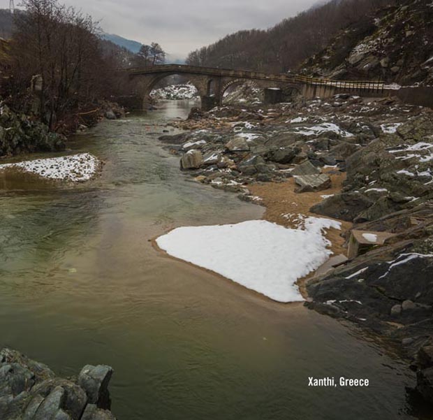 Stone Bridge Xanthi Greece in Winter