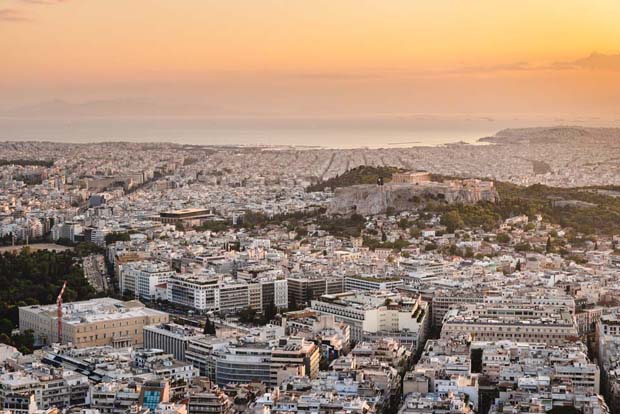 Athens and Piraeus in the distance