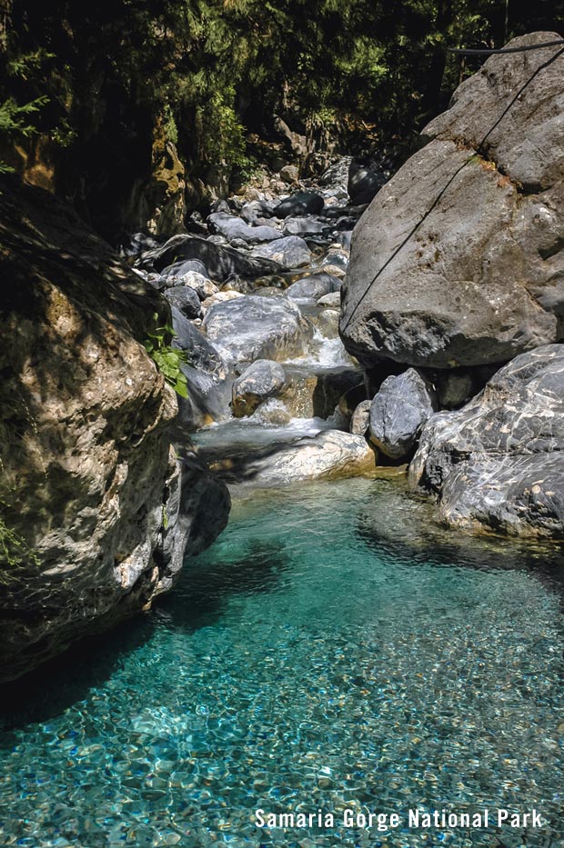 Waters of Samaria Gorge in Greece