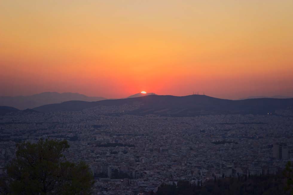 Sunrise over Athens Greece
