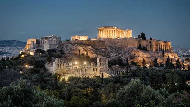 Night panoramic view of Acropolis, Athens, Greece