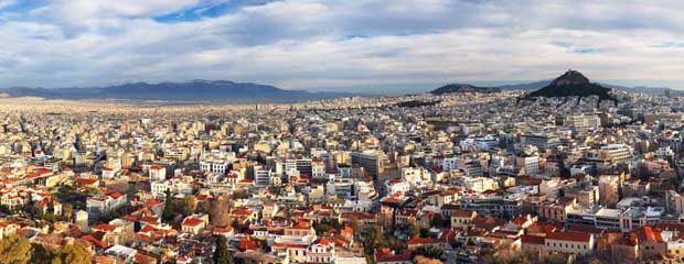 Athens Greece and Lycabettus Mountain