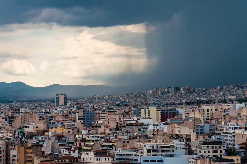 Rainfall over Athens Greece