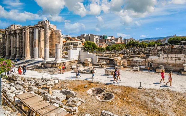 West Wall of Hadrians Library at the Roman era Agora