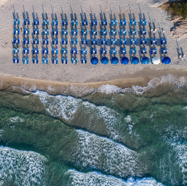 On the Beach in Greece from the sky