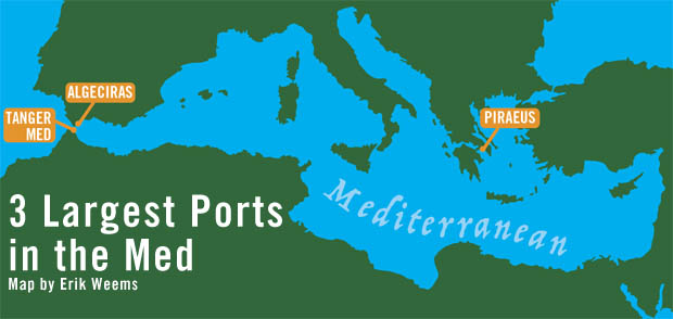 Largest Ports in the Mediterranean Map