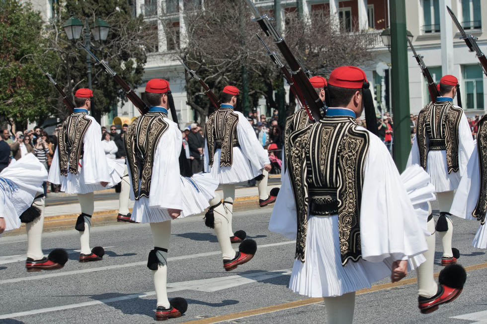 Evzones marching