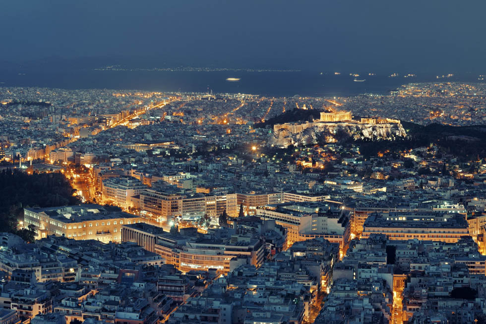 Athens Greece at Dusk from Lycabettus Mount