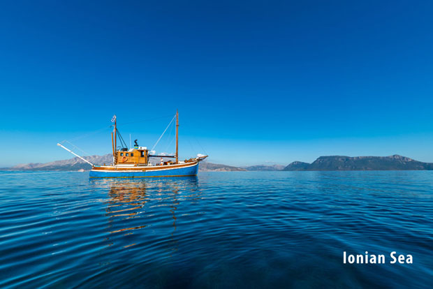 Greek fishing boat on the Ionian Sea 