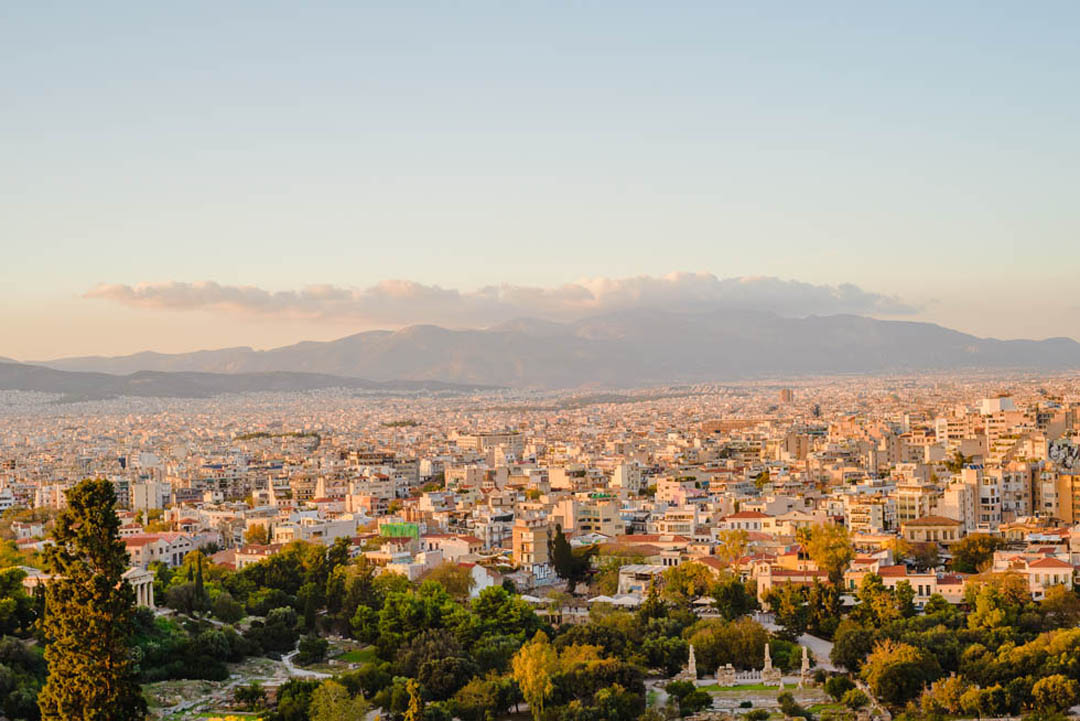 Clouds around Mount Parnitha with Athens in the foreground