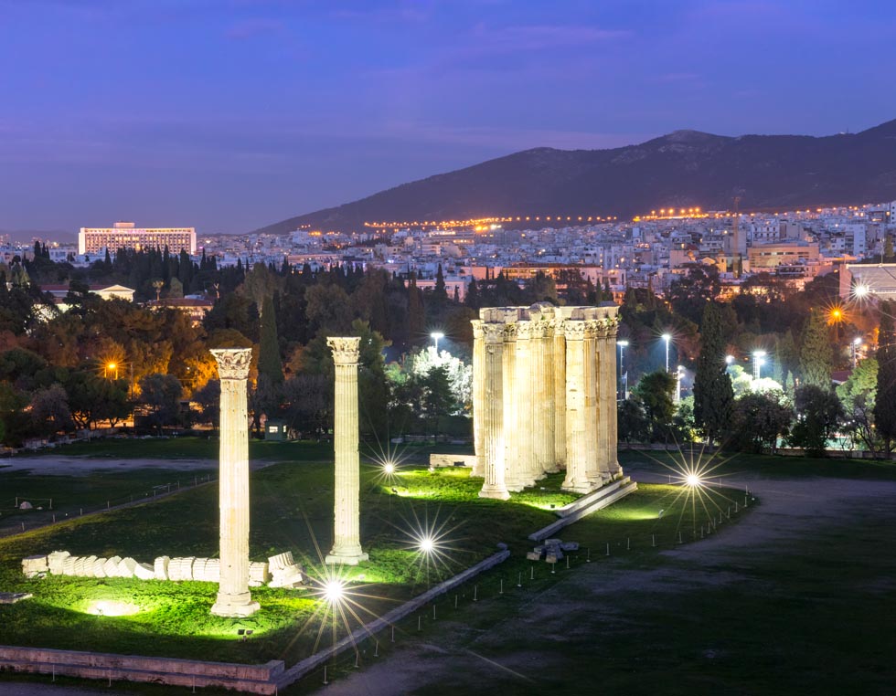 Athens Greece at dusk